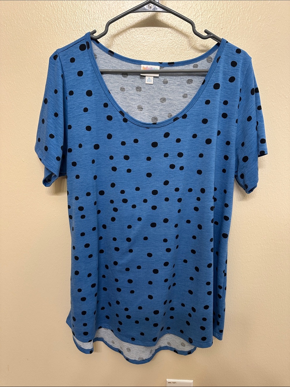 Lu La Ro XL Blue Polka Dot Scoop Neck tunic Women's Top